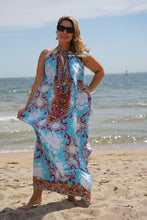 Load image into Gallery viewer, Turquoise Baroque Drawstring Dress
