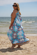 Load image into Gallery viewer, Turquoise Baroque Drawstring Dress
