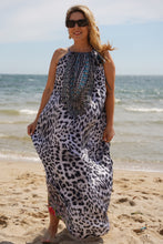 Load image into Gallery viewer, Drawstring Dress Snow Leopard
