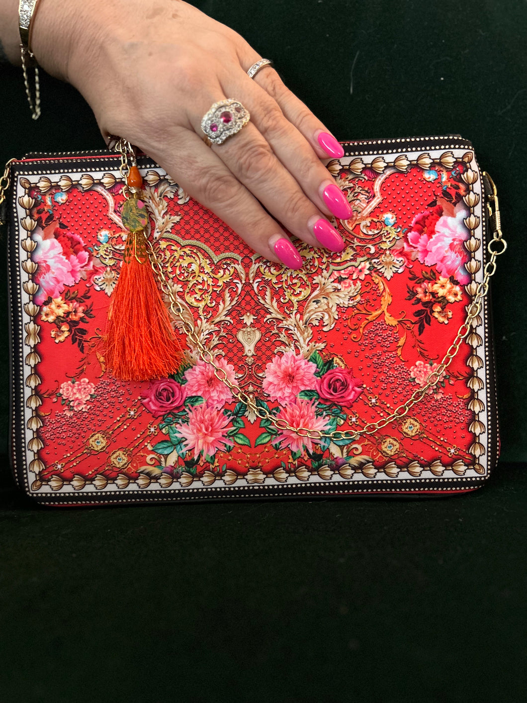 Printed Clutch bag - Parisian Summer Red